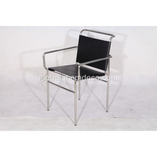 Stainless Steel Leather Dining Chair Eillen gray dining chair in black leather Supplier